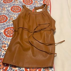 Fake leather brown tank